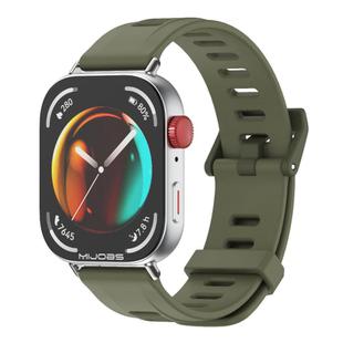 For Huawei Watch Fit3 MIJOBS Flat Hole Silicone Watch Band(Army Green Silver)