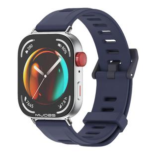 For Huawei Watch Fit3 MIJOBS Flat Hole Silicone Watch Band(Midnight Blue Silver)