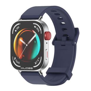 For Huawei Watch Fit3 MIJOBS Solid Color Silicone Watch Band(Dark Blue Silver)