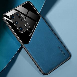 For Huawei P40 Pro+ All-inclusive Leather + Organic Glass Protective Case with Metal Iron Sheet(Blue)