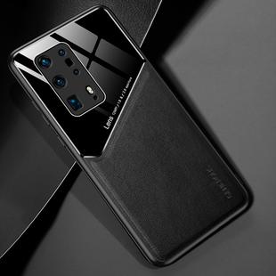 For Huawei P40 Pro+ All-inclusive Leather + Organic Glass Protective Case with Metal Iron Sheet(Black)