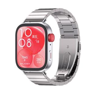 For Huawei Watch Fit3 MIJOBS Bamboo Stainless Steel Watch Band(Silver)
