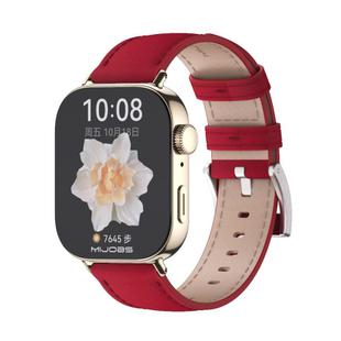For Huawei Watch Fit3 MIJOBS Genuine Leather Watch Band(Red Light Gold)