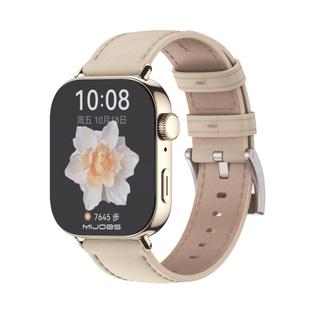 For Huawei Watch Fit3 MIJOBS Genuine Leather Watch Band(Beige Light Gold)