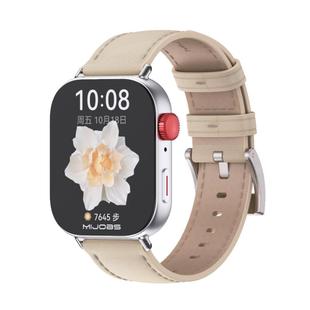 For Huawei Watch Fit3 MIJOBS Genuine Leather Watch Band(Beige Silver)