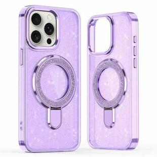 For iPhone 16 Pro Max Glitter Ring Holder MagSafe Phone Case(Purple)