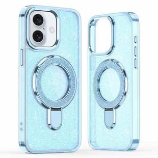 For iPhone 16 Glitter Ring Holder MagSafe Phone Case(Blue)