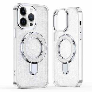 For iPhone 13 Pro Max Glitter Ring Holder MagSafe Phone Case(White)