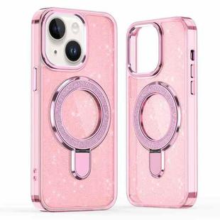 For iPhone 13 / 14 Glitter Ring Holder MagSafe Phone Case(Pink)