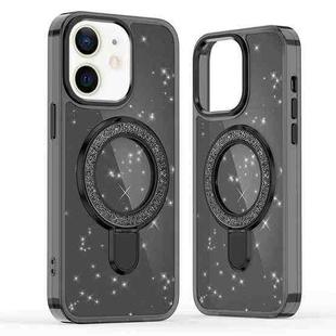 For iPhone 11 Glitter Ring Holder MagSafe Phone Case(Black)