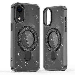 For iPhone XR Glitter Ring Holder MagSafe Phone Case(Black)