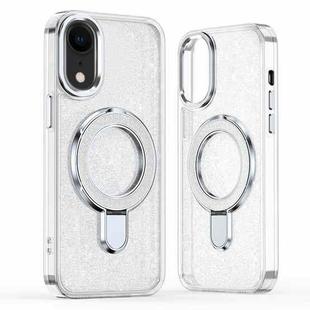 For iPhone XR Glitter Ring Holder MagSafe Phone Case(White)