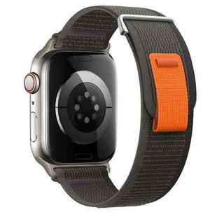 For Apple Watch SE 2023 44mm Dual-Section Loop Nylon Watch Band(Black Grey)