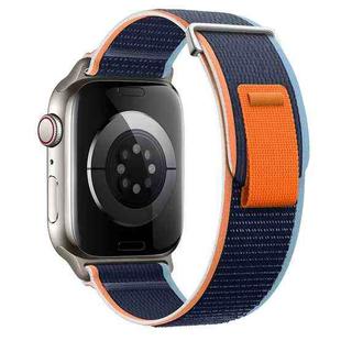 For Apple Watch SE 2023 44mm Dual-Section Loop Nylon Watch Band(Dark Navy Blue)