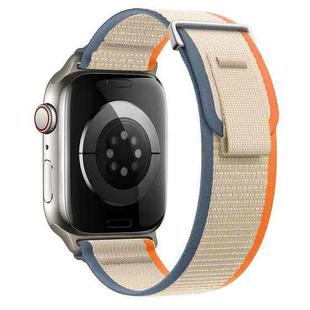 For Apple Watch SE 2023 44mm Dual-Section Loop Nylon Watch Band(Orange Beige)