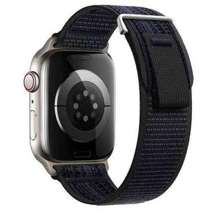 For Apple Watch Series 9 41mm Dual-Section Loop Nylon Watch Band(Black Blue)