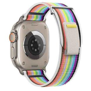 For Apple Watch Ultra 49mm Dual-Section Loop Nylon Watch Band(White Rainbow)