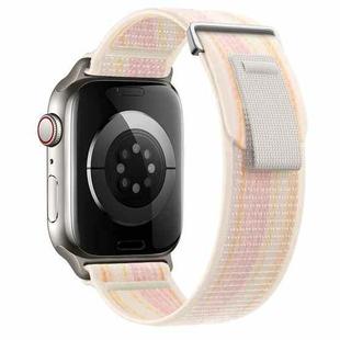 For Apple Watch Series 8 45mm Dual-Section Loop Nylon Watch Band(Starlight Pink)