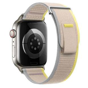 For Apple Watch Series 8 45mm Dual-Section Loop Nylon Watch Band(Yellow Beige)