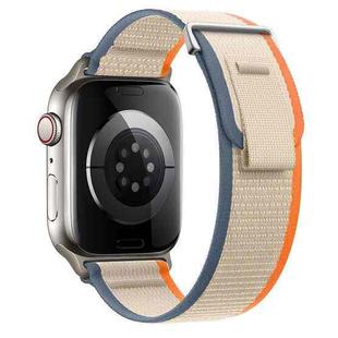 For Apple Watch Series 6 40mm Dual-Section Loop Nylon Watch Band(Orange Beige)