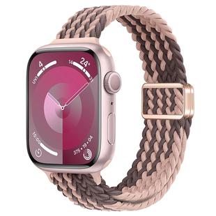 For Apple Watch SE 2023 44mm Slim Magnetic Buckle Nylon Braided Watch Band(Smoky Violet)