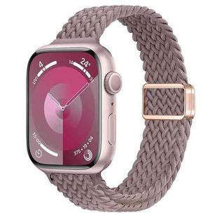 For Apple Watch SE 2023 44mm Slim Magnetic Buckle Nylon Braided Watch Band(Smoke Purple)