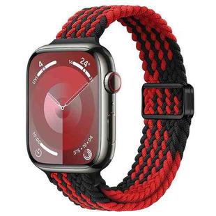 For Apple Watch SE 2023 40mm Slim Magnetic Buckle Nylon Braided Watch Band(Z Pattern Black Red)