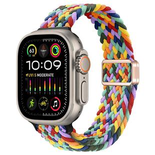 For Apple Watch Ultra 2 49mm Slim Magnetic Buckle Nylon Braided Watch Band(W Pattern Colorful)