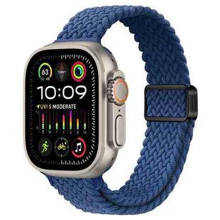 For Apple Watch Ultra 2 49mm Slim Magnetic Buckle Nylon Braided Watch Band(Atlantic Blue)