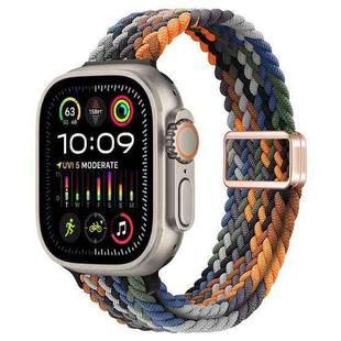 For Apple Watch Ultra 2 49mm Slim Magnetic Buckle Nylon Braided Watch Band(Camouflage Colorful)