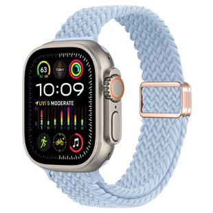 For Apple Watch Ultra 2 49mm Slim Magnetic Buckle Nylon Braided Watch Band(Light Blue)