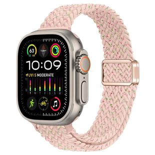 For Apple Watch Ultra 2 49mm Slim Magnetic Buckle Nylon Braided Watch Band(Starlight Pink)