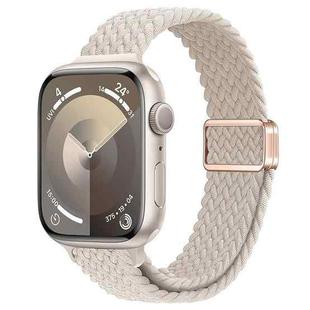 For Apple Watch Series 9 45mm Slim Magnetic Buckle Nylon Braided Watch Band(Starlight)