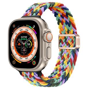 For Apple Watch Ultra 49mm Slim Magnetic Buckle Nylon Braided Watch Band(W Pattern Colorful)