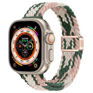 For Apple Watch Ultra 49mm Slim Magnetic Buckle Nylon Braided Watch Band(Pink Star Cactus)