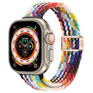 For Apple Watch Ultra 49mm Slim Magnetic Buckle Nylon Braided Watch Band(Rainbow)