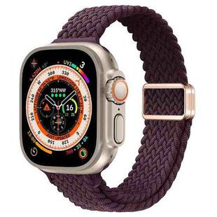 For Apple Watch Ultra 49mm Slim Magnetic Buckle Nylon Braided Watch Band(Crimson Cherry)