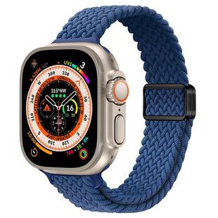 For Apple Watch Ultra 49mm Slim Magnetic Buckle Nylon Braided Watch Band(Atlantic Blue)