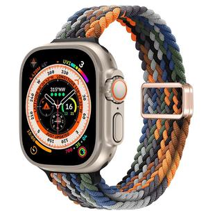 For Apple Watch Ultra 49mm Slim Magnetic Buckle Nylon Braided Watch Band(Camouflage Colorful)