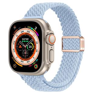 For Apple Watch Ultra 49mm Slim Magnetic Buckle Nylon Braided Watch Band(Light Blue)