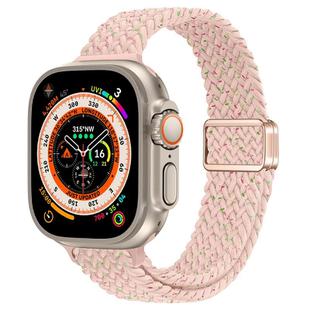 For Apple Watch Ultra 49mm Slim Magnetic Buckle Nylon Braided Watch Band(Starlight Pink)