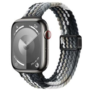 For Apple Watch Series 8 41mm Slim Magnetic Buckle Nylon Braided Watch Band(Dark Chocolate)