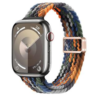 For Apple Watch Series 8 41mm Slim Magnetic Buckle Nylon Braided Watch Band(Camouflage Colorful)