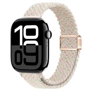 For Apple Watch Series 10 42mm Slim Magnetic Buckle Nylon Braided Watch Band(Spring Sakura)