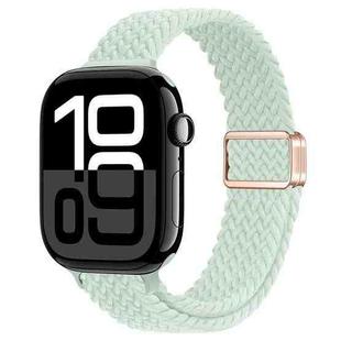 For Apple Watch Series 10 42mm Slim Magnetic Buckle Nylon Braided Watch Band(Light Mint)