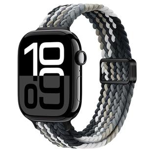 For Apple Watch Series 10 42mm Slim Magnetic Buckle Nylon Braided Watch Band(Dark Chocolate)