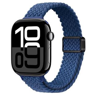 For Apple Watch Series 10 42mm Slim Magnetic Buckle Nylon Braided Watch Band(Atlantic Blue)