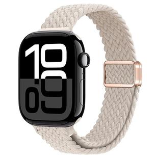 For Apple Watch Series 10 42mm Slim Magnetic Buckle Nylon Braided Watch Band(Starlight)