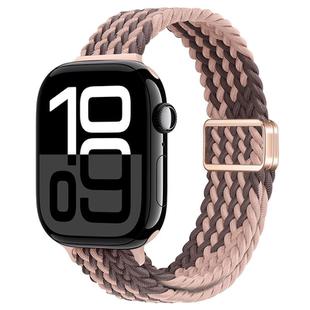 For Apple Watch Series 10 42mm Slim Magnetic Buckle Nylon Braided Watch Band(Smoky Violet)