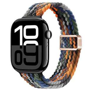 For Apple Watch Series 10 46mm Slim Magnetic Buckle Nylon Braided Watch Band(Camouflage Colorful)